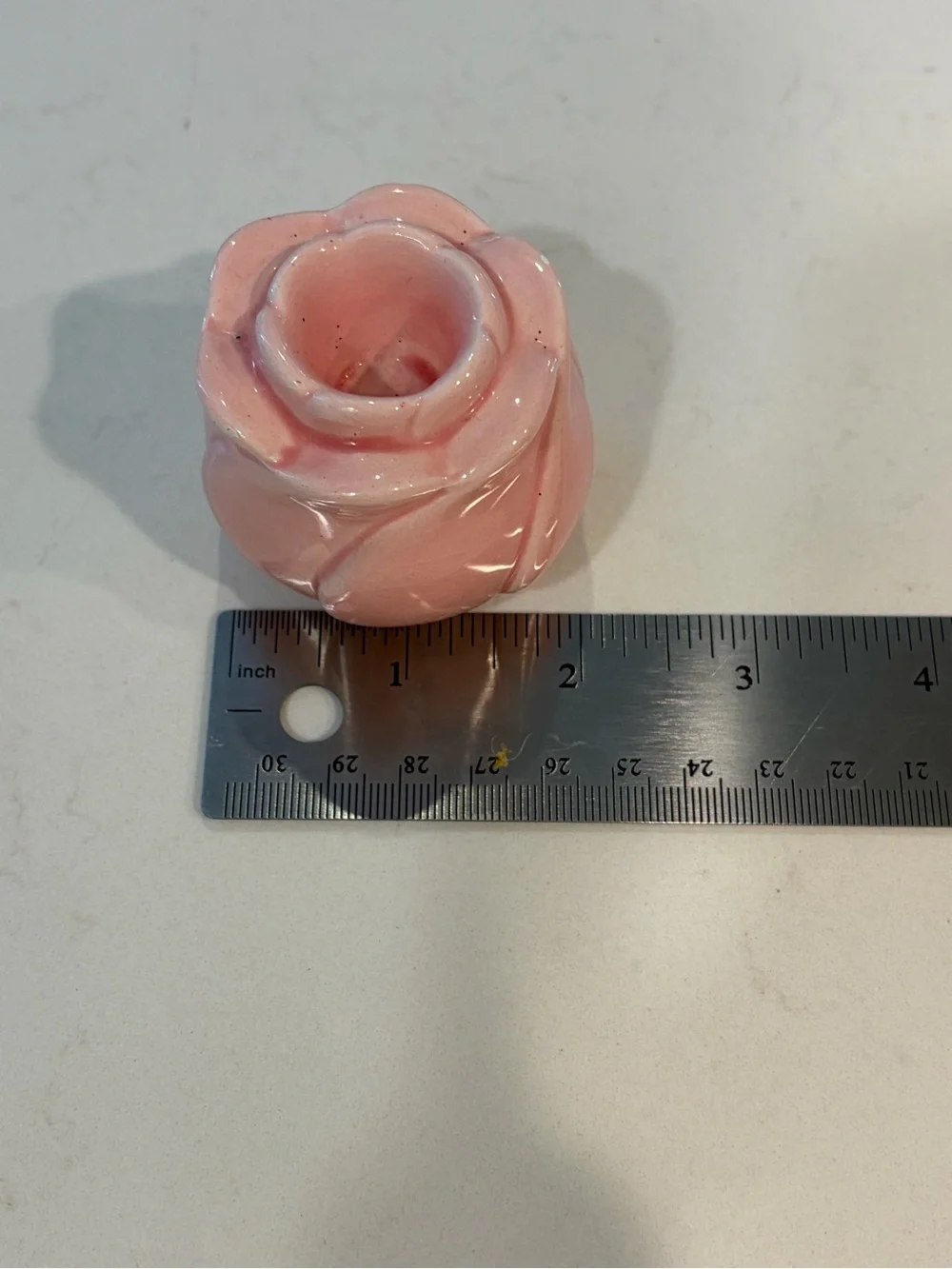 Pair of Pink Rose Ceramic Taper Candle Holders